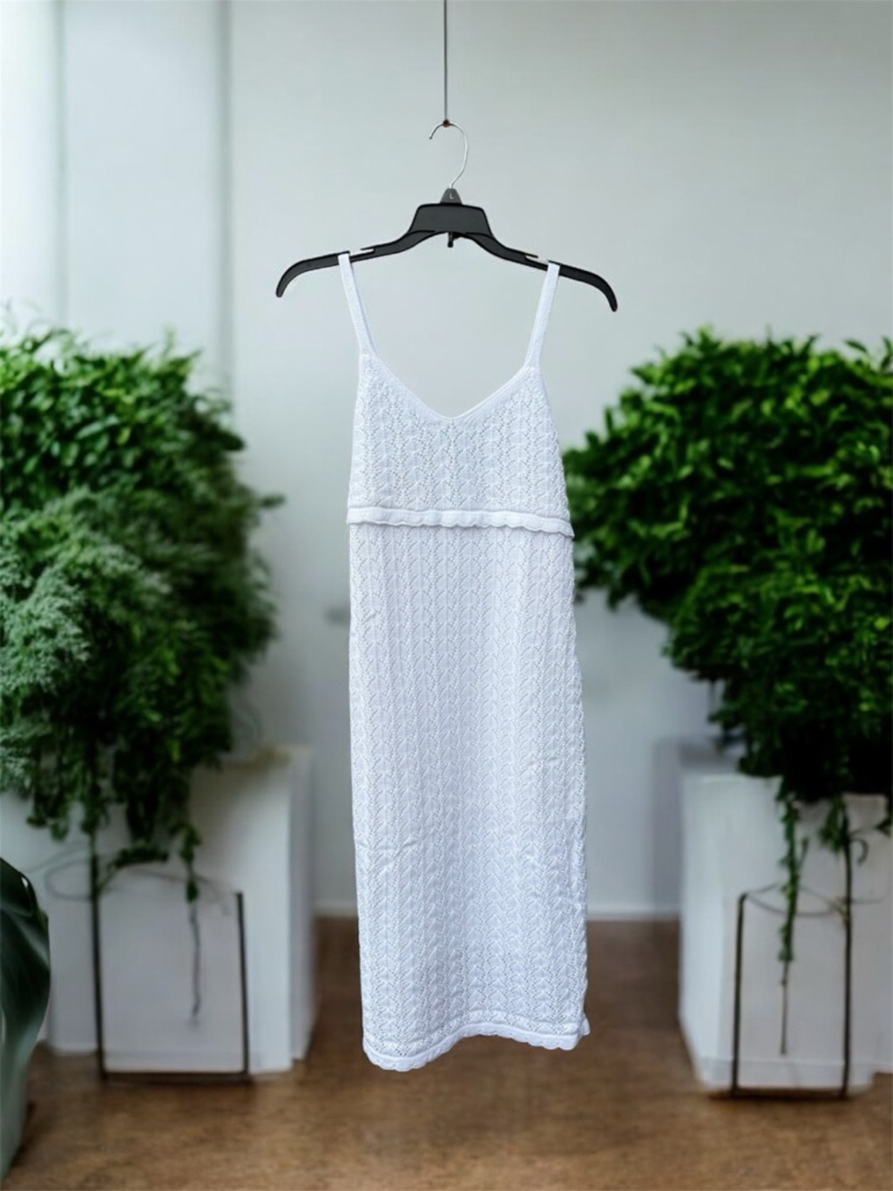 Revolve NWT 525 America White Pointelle Cotton Crochet knit Dress Small - Picture 2 of 3